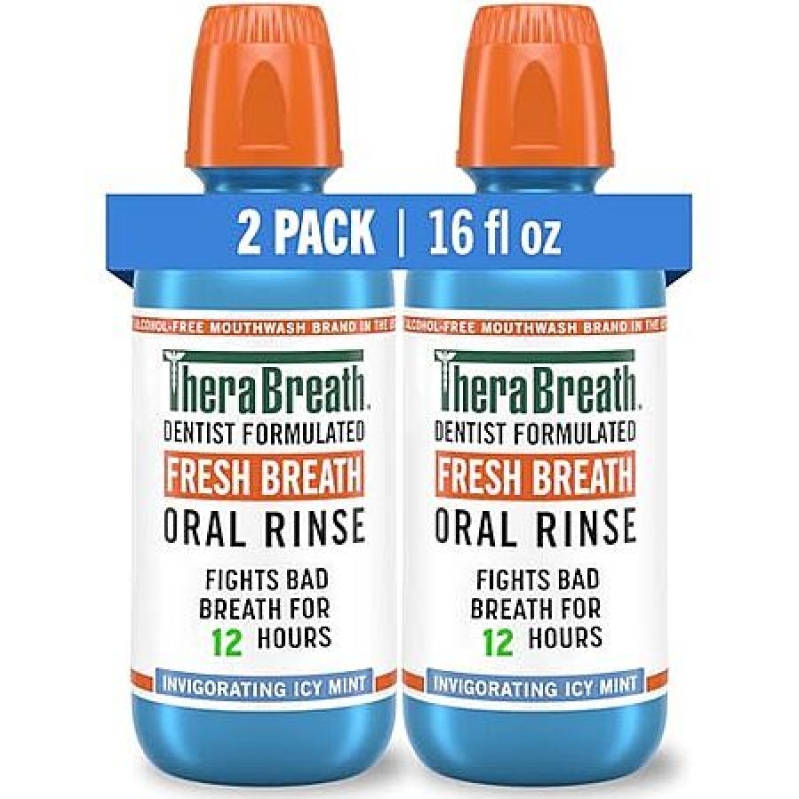 TheraBreath Fresh Breath Oral Rinse - Icy Mint, 2-Pack 16oz