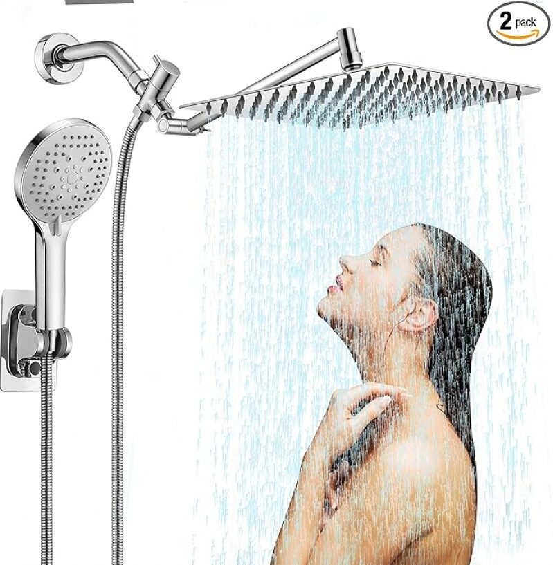 10 Inch Rain Shower Head with Handheld Spray - Stainless Steel High Pressure Combo