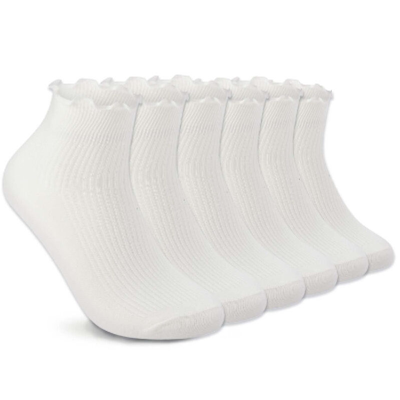DarkCom Lace Trim Women's Socks - 6-Pack in White