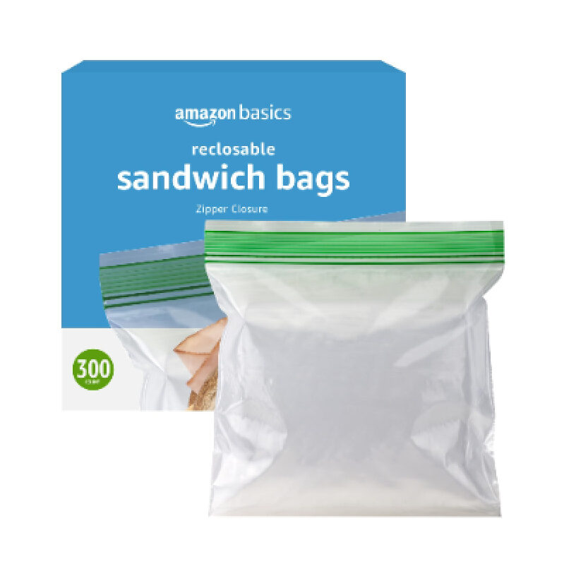 Amazon Basics Double Zipper Seal Sandwich Bags - 300 Count