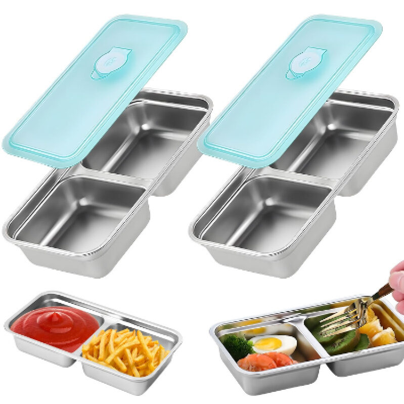 MAROJEIF Double Stainless Steel Food Containers - 2 Pack