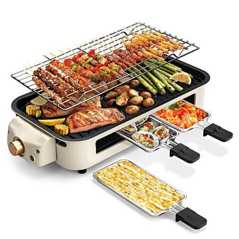 Pukomc 2-in-1 Electric Indoor Smokeless Grill - Great for Parties and Family Fun
