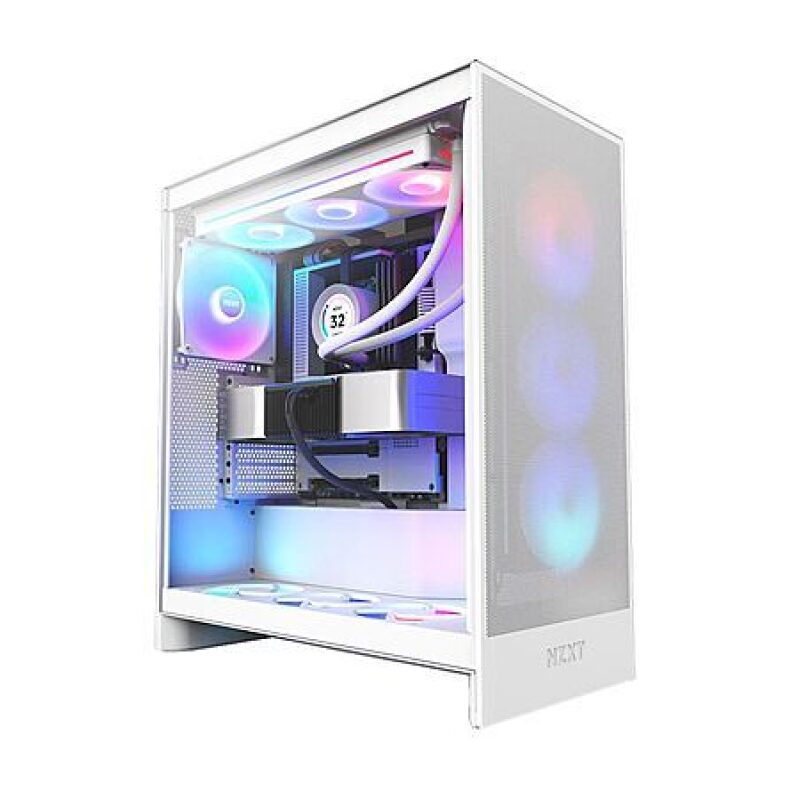 NZXT H7 Flow RGB ATX Mid-Tower PC Case - White