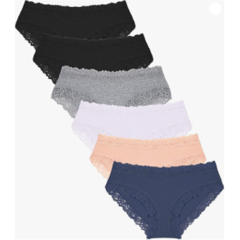 FINETO Women's Pure Cotton Panties - 6 Pack, Special Deal