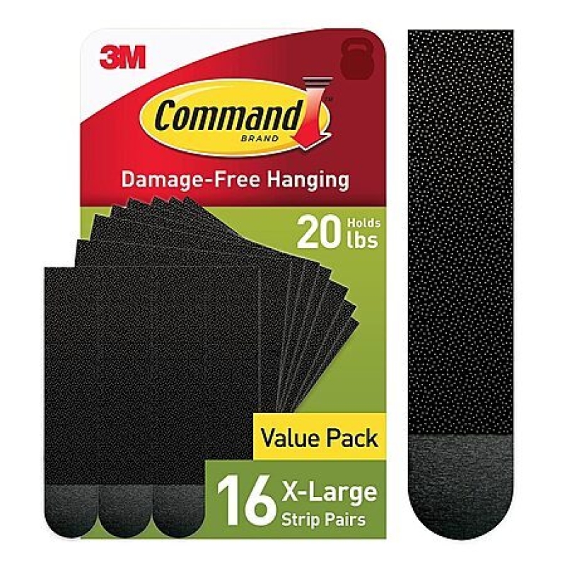 Command X-Large Picture Hanging Strips - 16 Pairs, 20lb Capacity, Black
