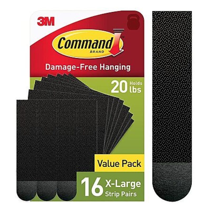 Command X-Large Picture Hanging Strips - 16 Pairs, 20lb Capacity, Black