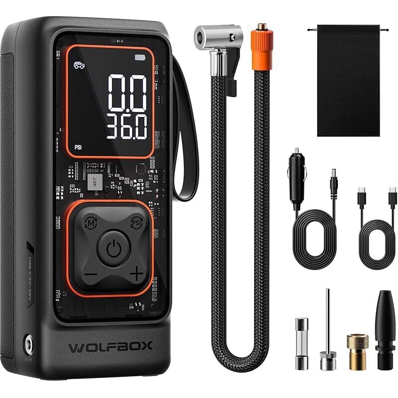 Wolfbox 12000mAh 150PSI Tire Inflator Portable Air Compressor