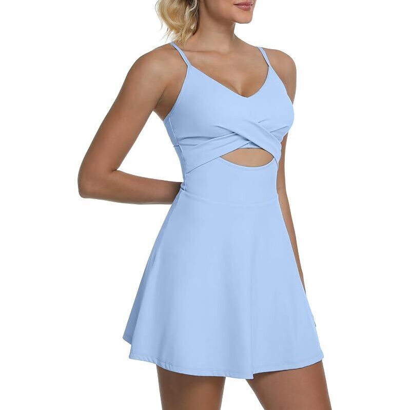 MathCat Tennis Dress: Built-In Compression Shorts & Sports Bra for Active Women