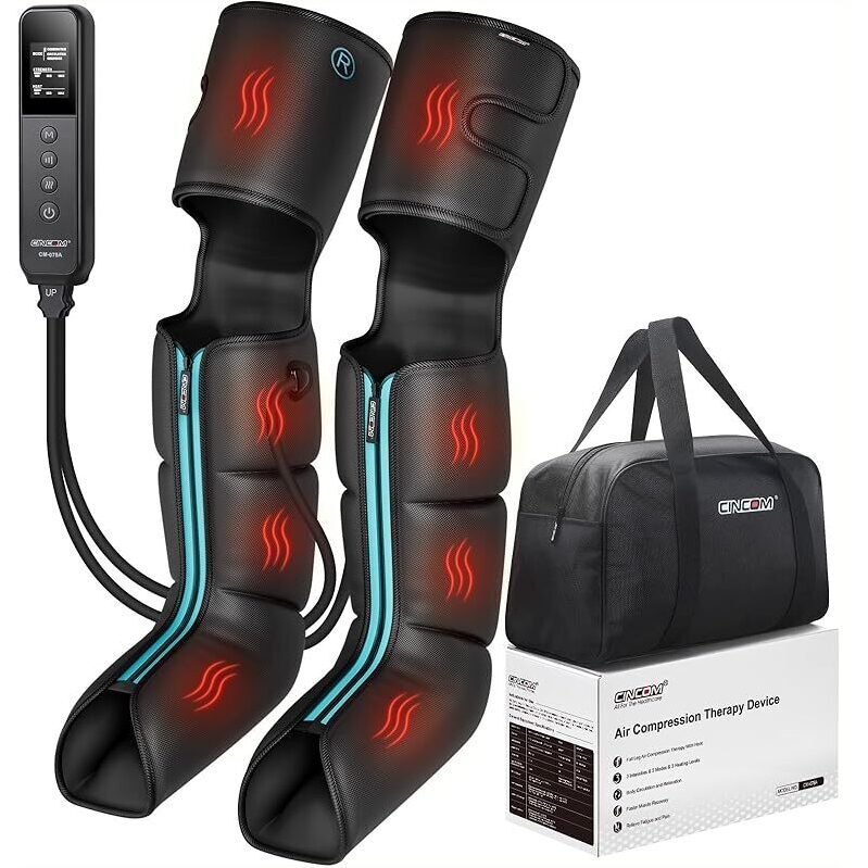 Cincom 4-Zone Air Compression & Heat Full Leg Massager with 3 Modes