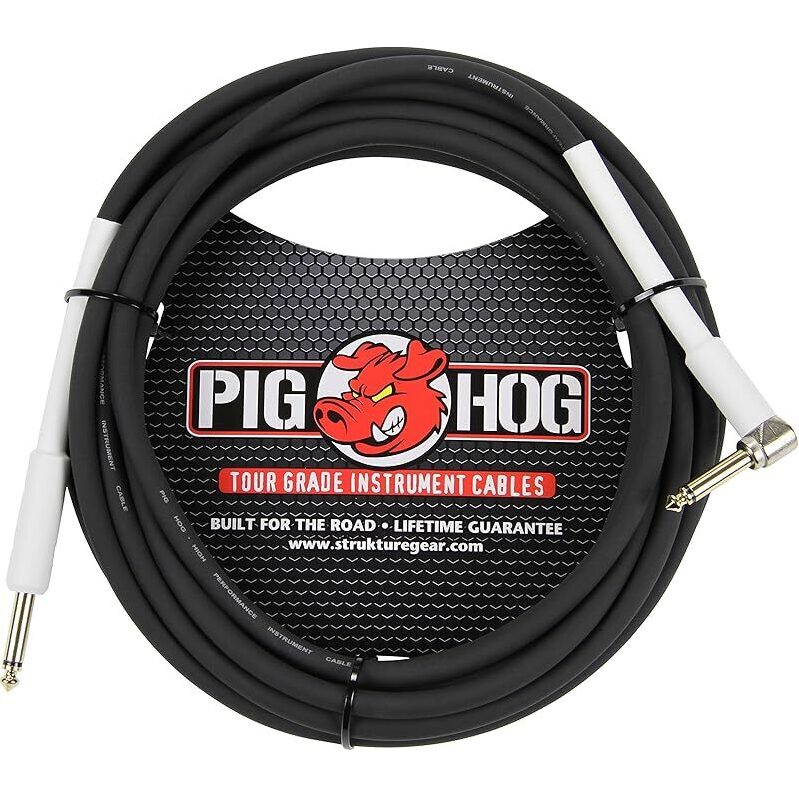 Pig Hog PH10R 8mm Right-Angle Guitar Instrument Cable 10ft - Ultimate Tour Grade