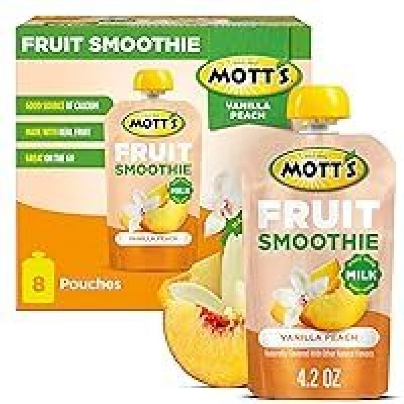 Mott's Vanilla Peach Fruit Smoothies - Family-Friendly, Nutritious Snack