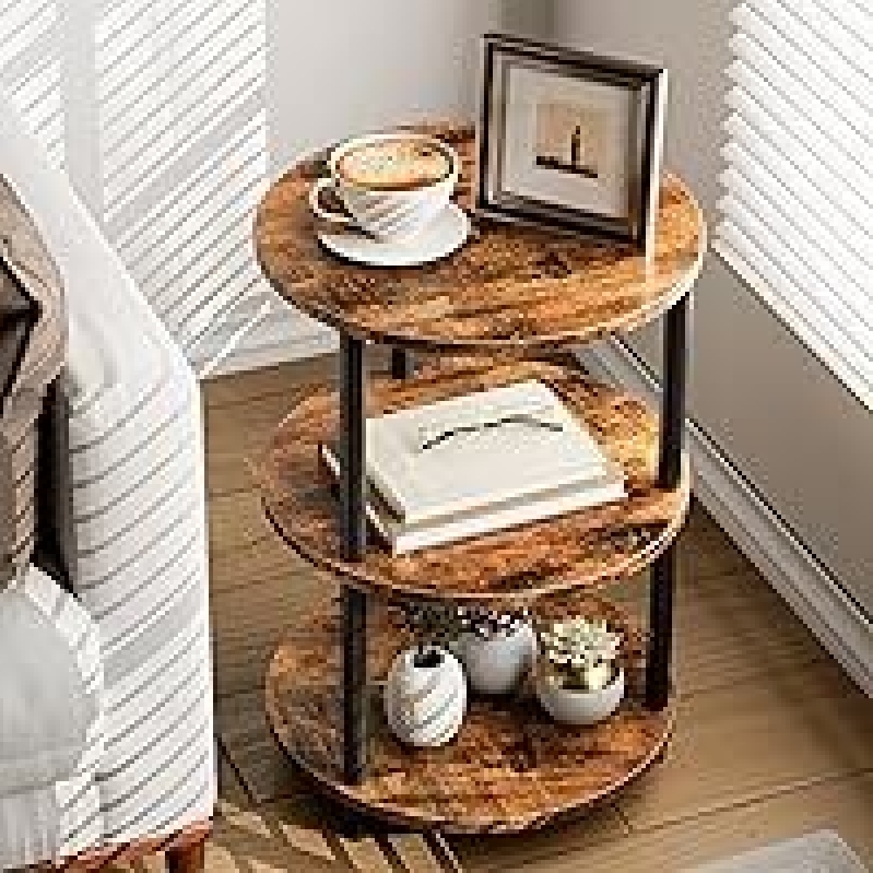 XBurmo 3-Tier Small Round End Table - Ideal for Small Spaces