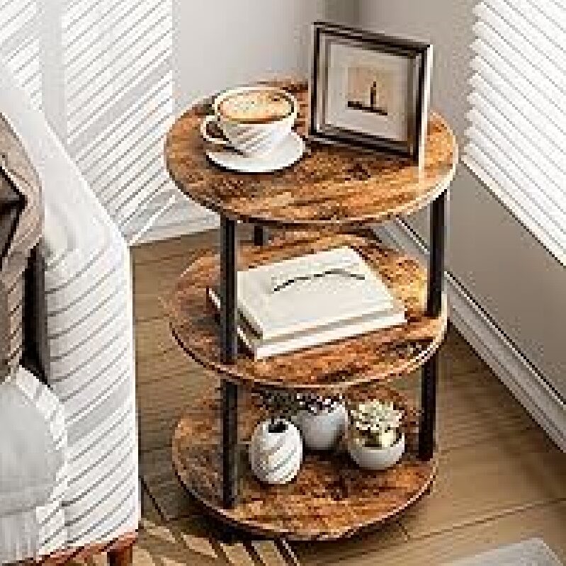 XBurmo 3-Tier Small Round End Table - Ideal for Small Spaces