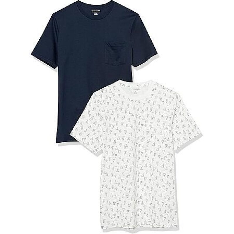 2-Pack Amazon Essentials Men's Slim-Fit Crewneck Pocket T-Shirts - Limited Sizes