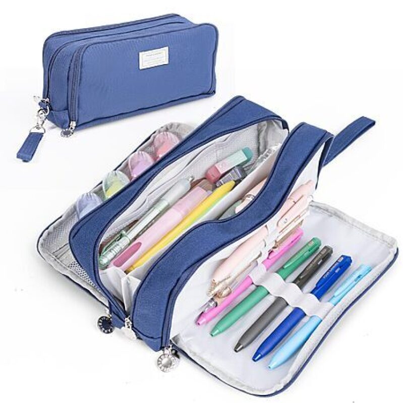 Affordable 3-Compartment Pencil Case w/ Handle - Perfect for Students