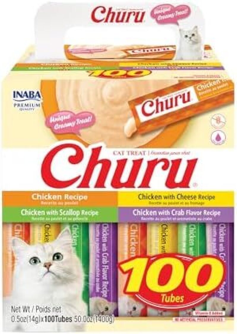 100-Pack INABA Churu Cat Treats (Chicken Variety) - Premium Quality