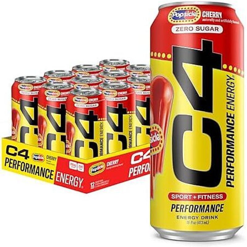 Cellucor C4 Zero Sugar Pre Workout Energy Drink (Popsicle Cherry) - 12-Pack 16oz