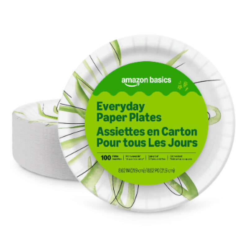 Amazon Basics Everyday Paper Plates - 100 Count