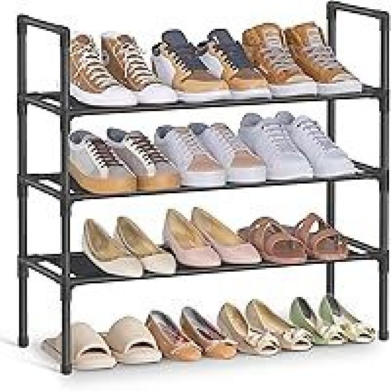 Songmics 3-Tier Shoe Rack for 12 Pairs - Space-Saving Shoe Storage