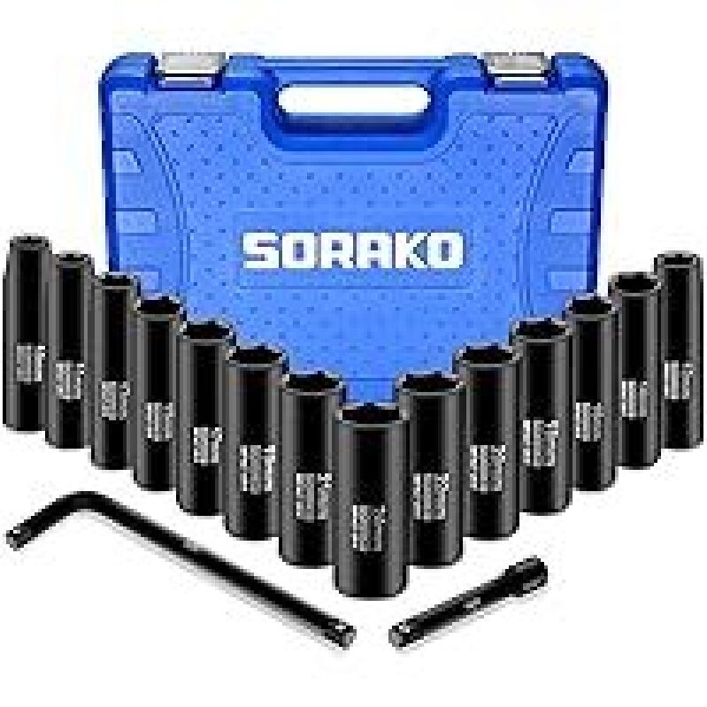 16-Piece SORAKO 1/2-in Metric Deep Impact Socket Set - Unmatched Torque Handling