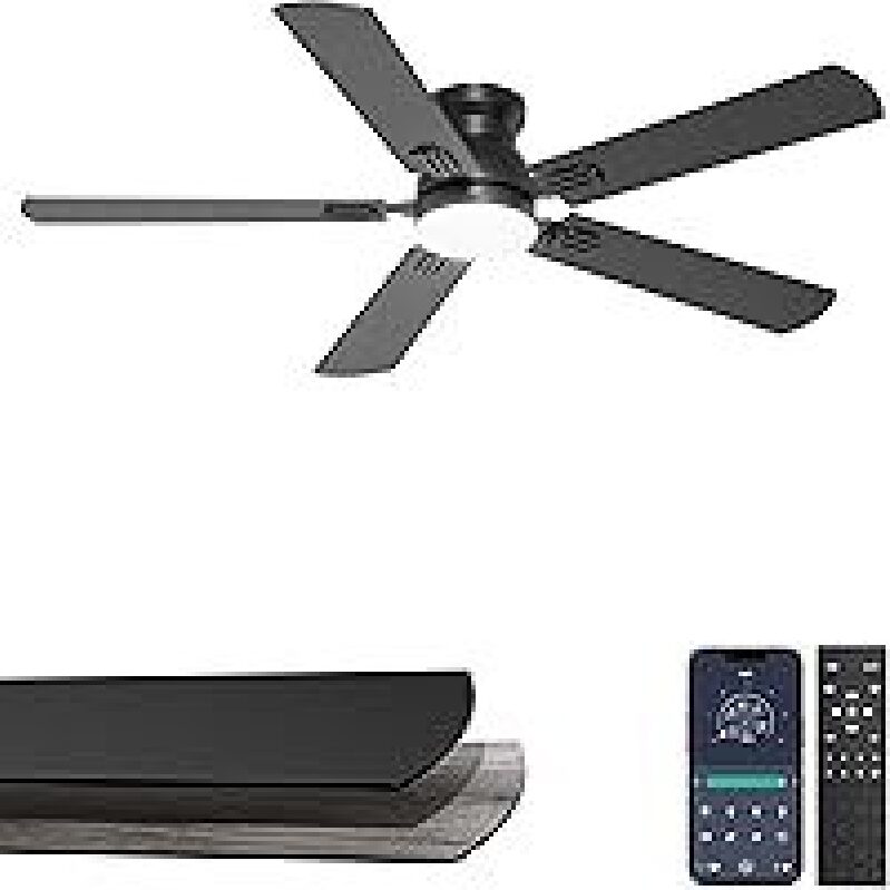 Ohniyou 52-in Low Profile Brushless Motor Ceiling Fan Light with Remote