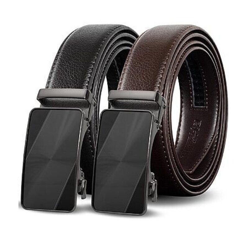 Affordable 2-pk Truyis Leather Ratchet Belts for Men - Sleek and Durable