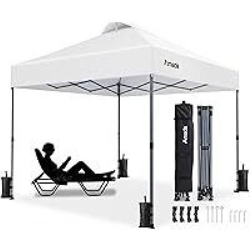 Amada 10x10ft Pop-Up Canopy Tent with 1-Button Push Design - Tool-Free Setup