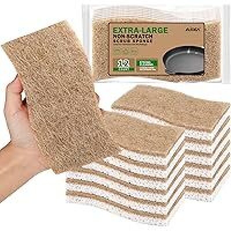 Powerful Aidea XL Non-Scratch Natural Dish Sponges - 12 Count
