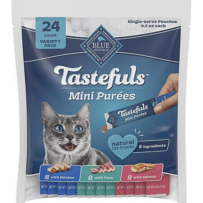 Blue Buffalo Tastefuls Mini Purées Cat Snacks - Premium Quality, Variety Pack