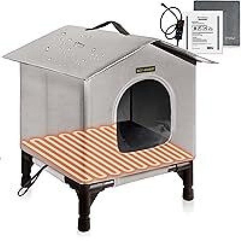 Rest-Eazzzy Heated Cat House Medium - Year-Round Insulated Shelter for Cats
