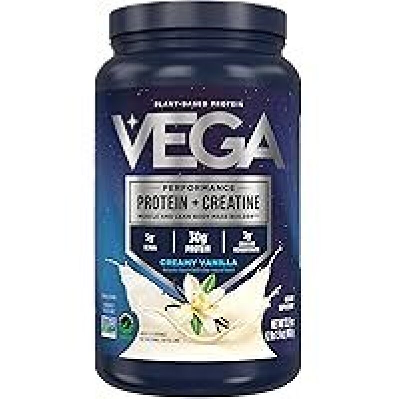Vega Protein + Creatine: 30g Plant-Based Protein and 3g Creatine for Muscle Growth