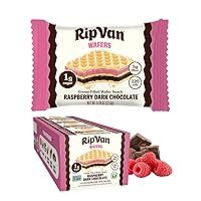 Rip Van Waffles Raspberry & Dark Chocolate - Healthy Snack with 1g Sugar