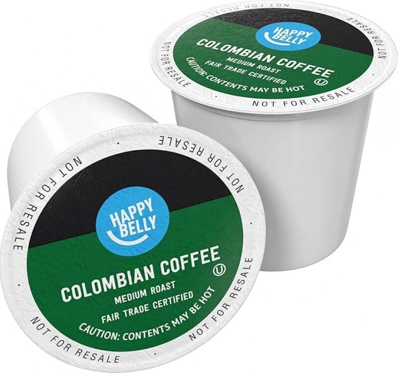 Amazon Happy Belly Medium Roast Coffee Pods: 100 Colombian Coffee K-Cups