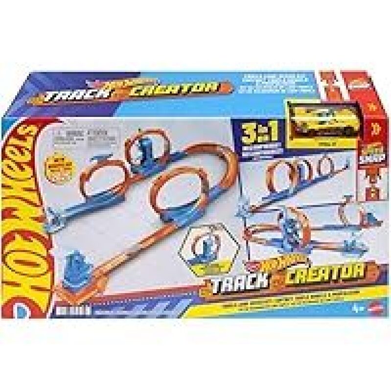 Hot Wheels Track Creator Triple Loop Pack & 1:64 Scale Vehicle Set - Ultimate Stunt Building Toy