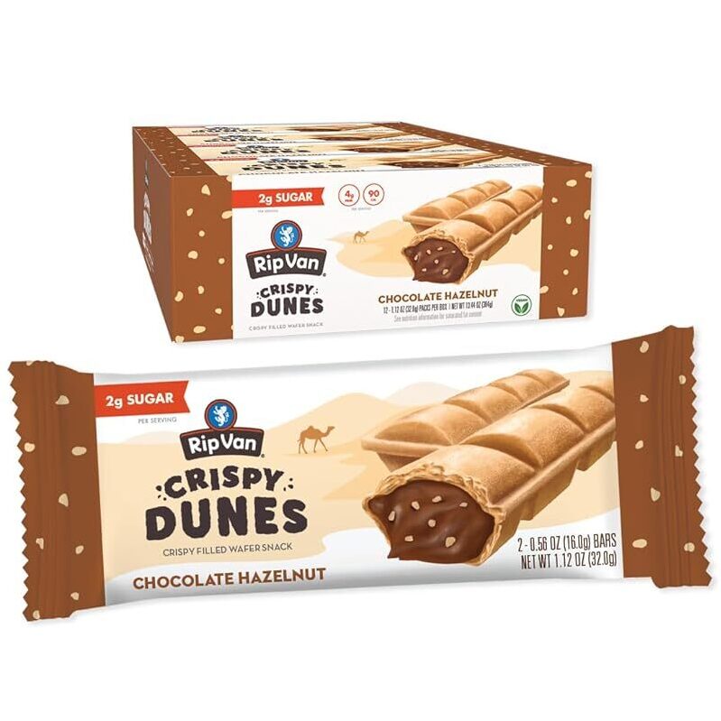 Indulgent Rip Van Crispy Dunes Vegan Chocolate Hazelnut Wafer Sticks - 12pk
