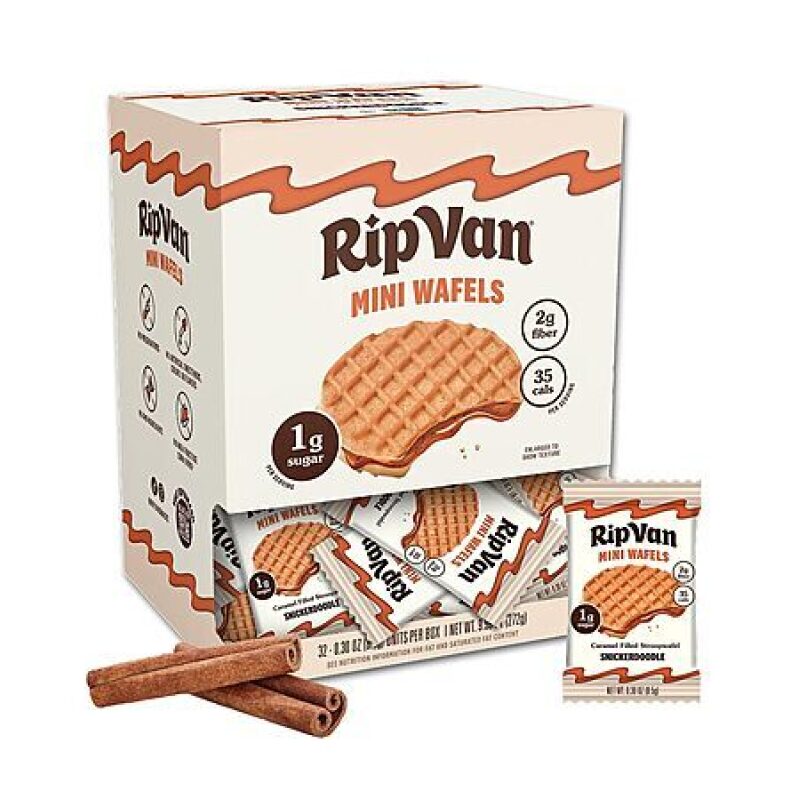 Rip Van Wafels Mini Stroopwafels - Snickerdoodle or Dutch Caramel Flavors, 32-Pack