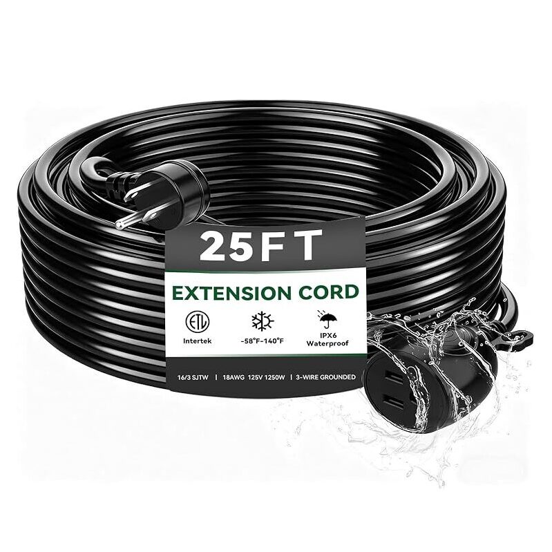 Blackcow 25ft Outdoor Power Extension Cord - Ultimate Weatherproof Solution