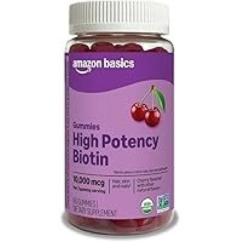 Amazon Basics Biotin 10,000mcg Gummies - 90 Count, High Potency Cherry Flavored