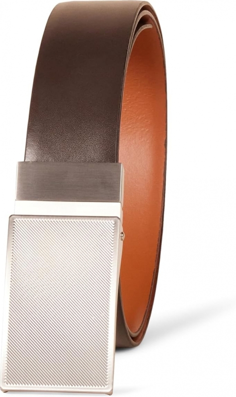 Amazon Essentials Men's Reversible Plaque Dress Belt - Dual-Color Versatility