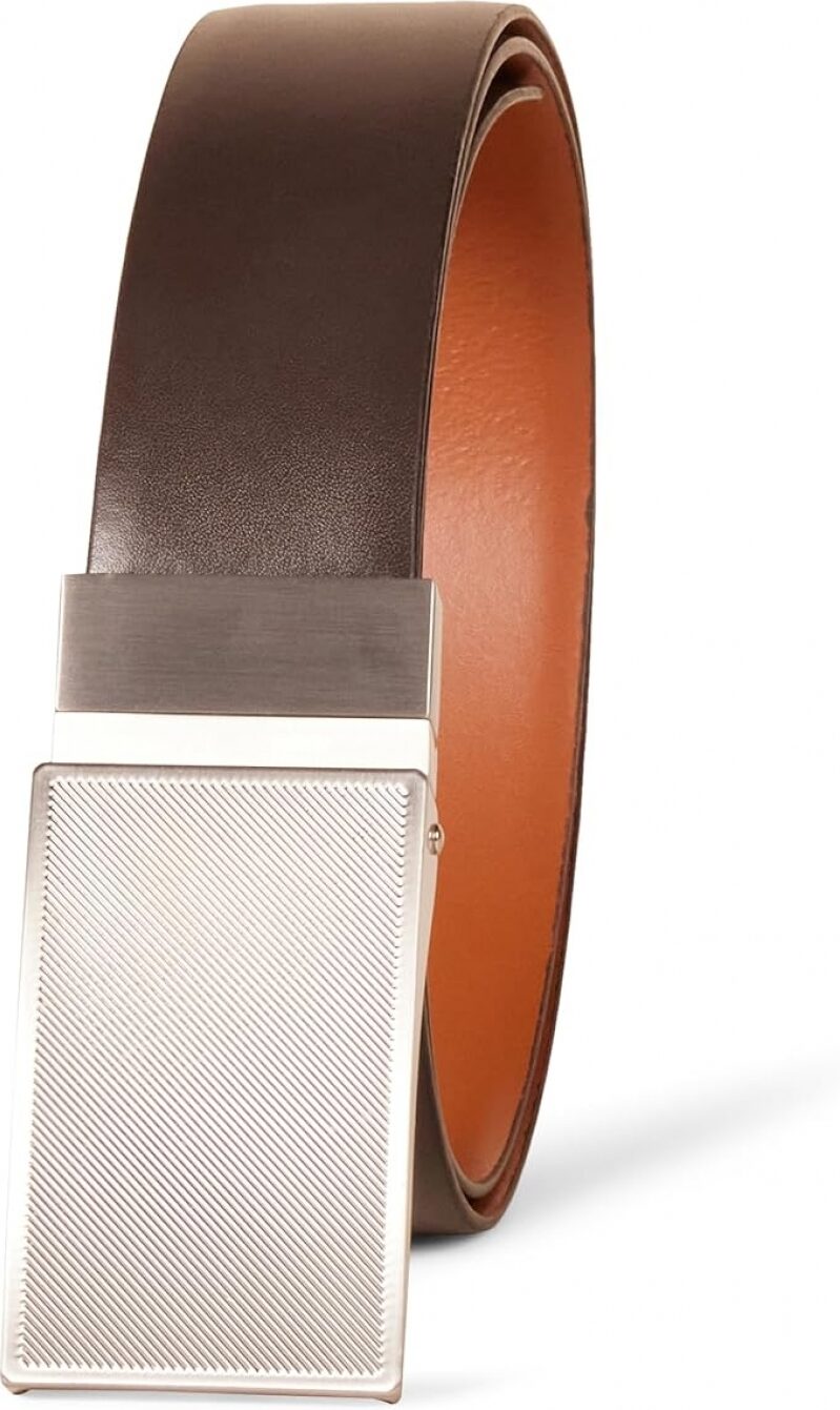 Amazon Essentials Men's Reversible Plaque Dress Belt - Dual-Color Versatility