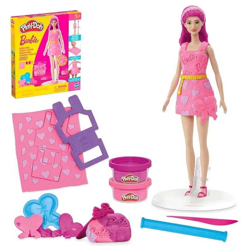 Play-Doh Barbie Hearts and Hair Set: Fashion Design Kit for Kids