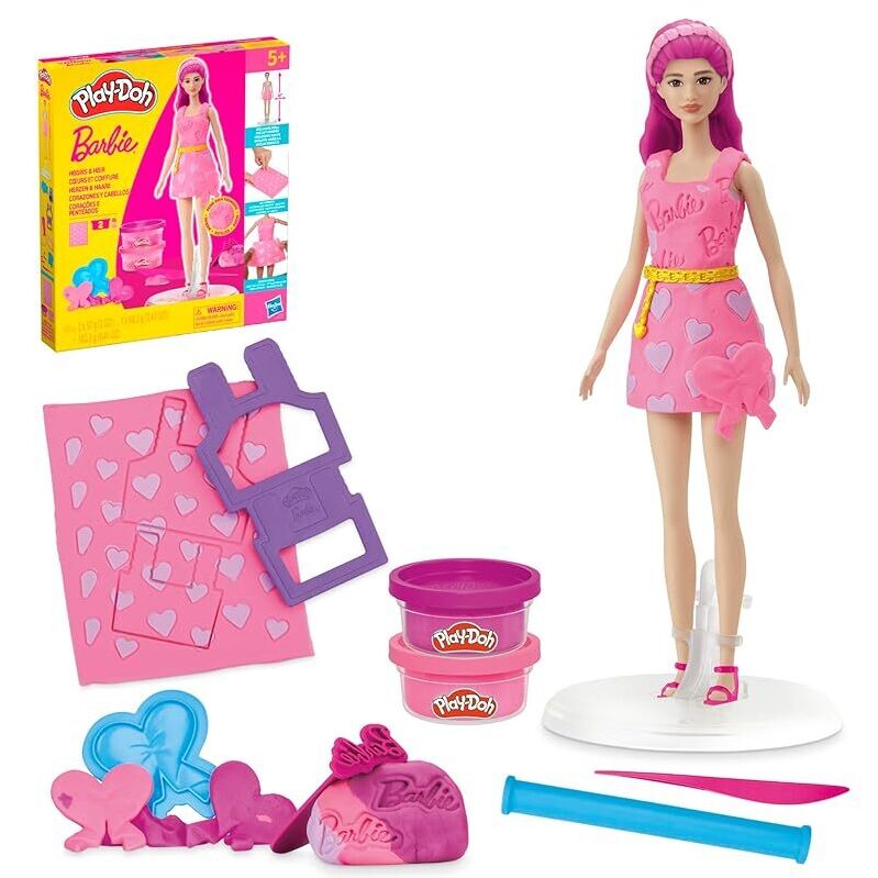 Play-Doh Barbie Hearts and Hair Set: Fashion Design Kit for Kids