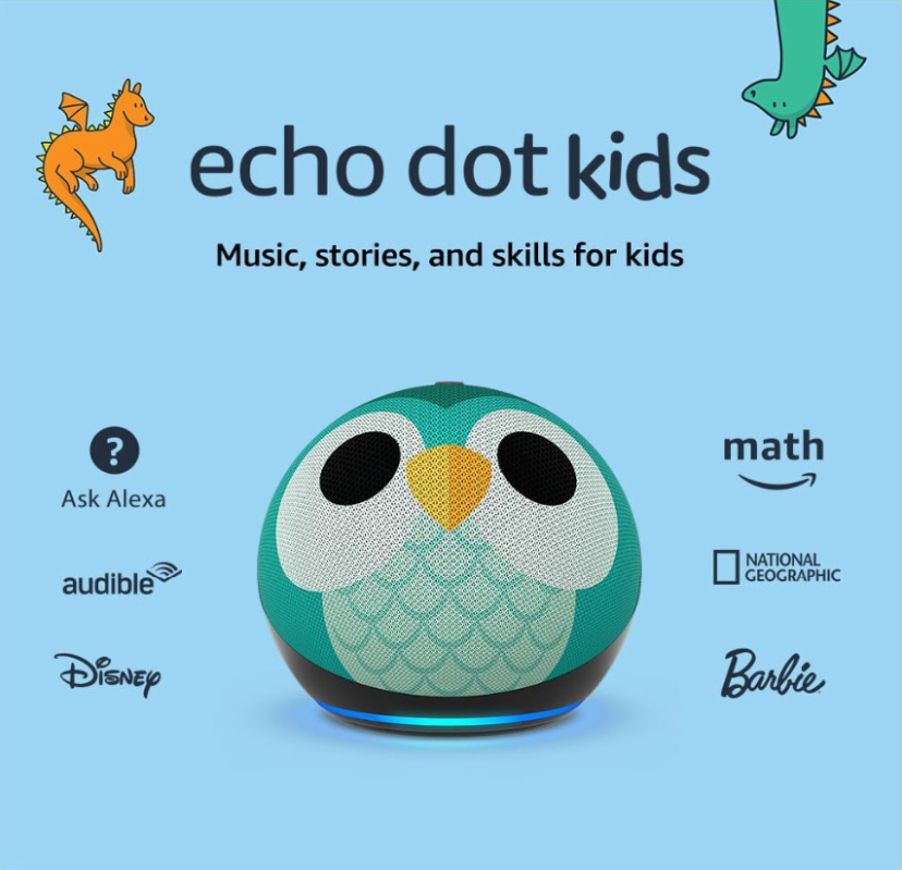 Echo Dot Kids Edition Owl - Smart Speaker for Children with Parental Controls