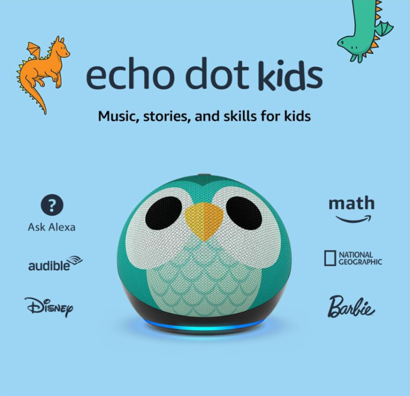 Echo Dot Kids Edition Owl - Smart Speaker for Children with Parental Controls