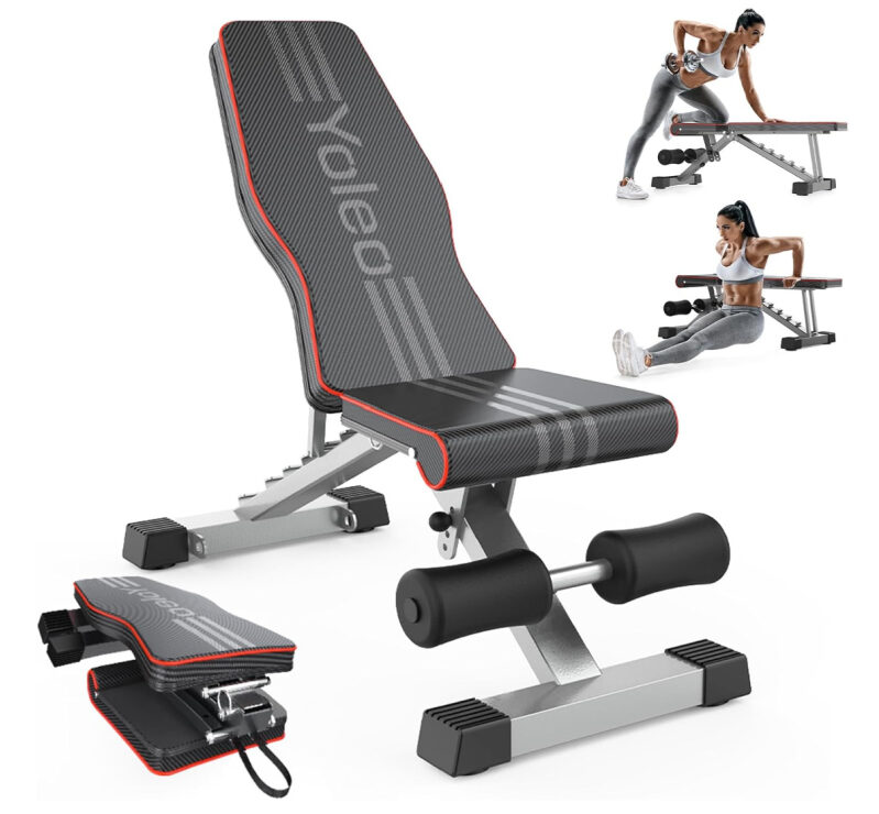Yoleo Full-Body Workout Bench - Adjustable Incline, Decline, and Flat