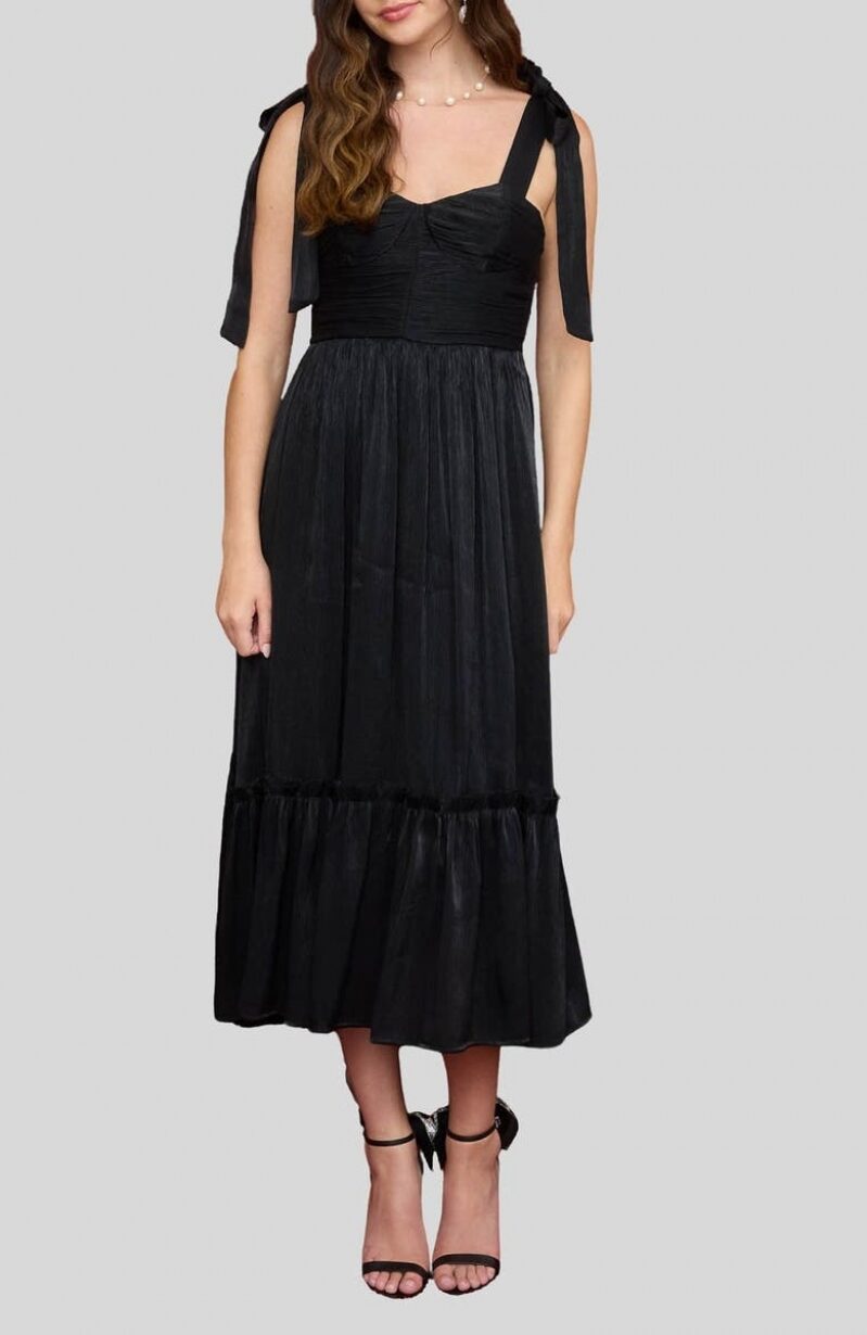 Blu Pepper Tie Strap Tiered Midi Dress - Stylish and Affordable