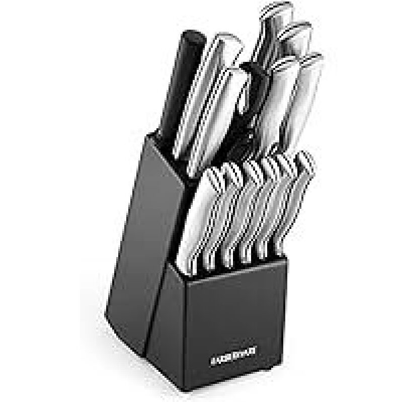 Farberware 15-Piece Kitchen Knife Set with Ultra-Sharp Stainless Steel Blades