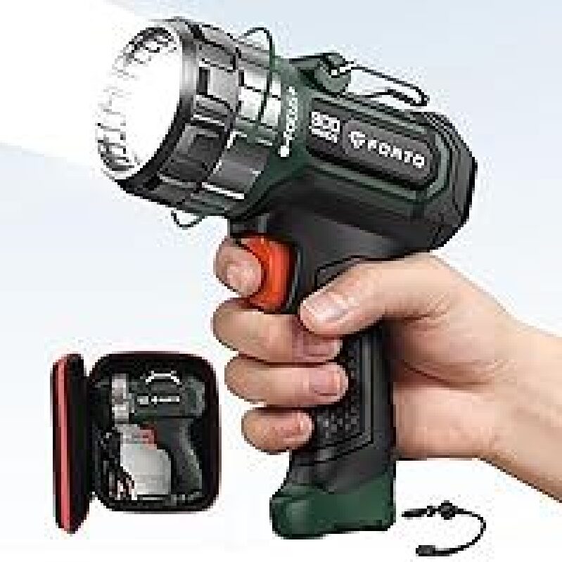 FORTO 3-Mode LED Compact Rechargeable Spotlight - High-Powered, Long-Lasting Illumination
