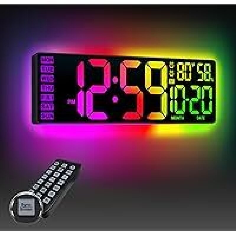 Ansoper Large LED Digital Wall Clock with Remote Control