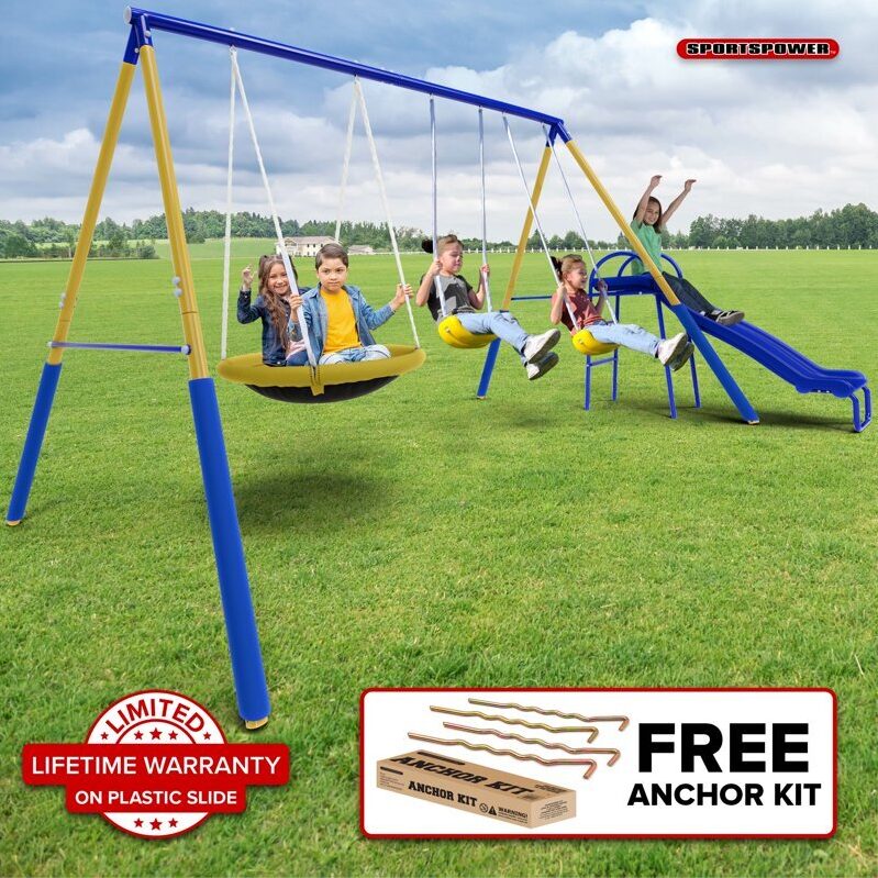 Sportspower Super Saucer Metal Swing Set - Ultimate Outdoor Fun for Kids